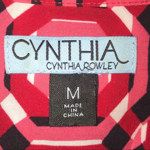 Cynthia Rowley button down top, geometric print - Picture 7 of 8